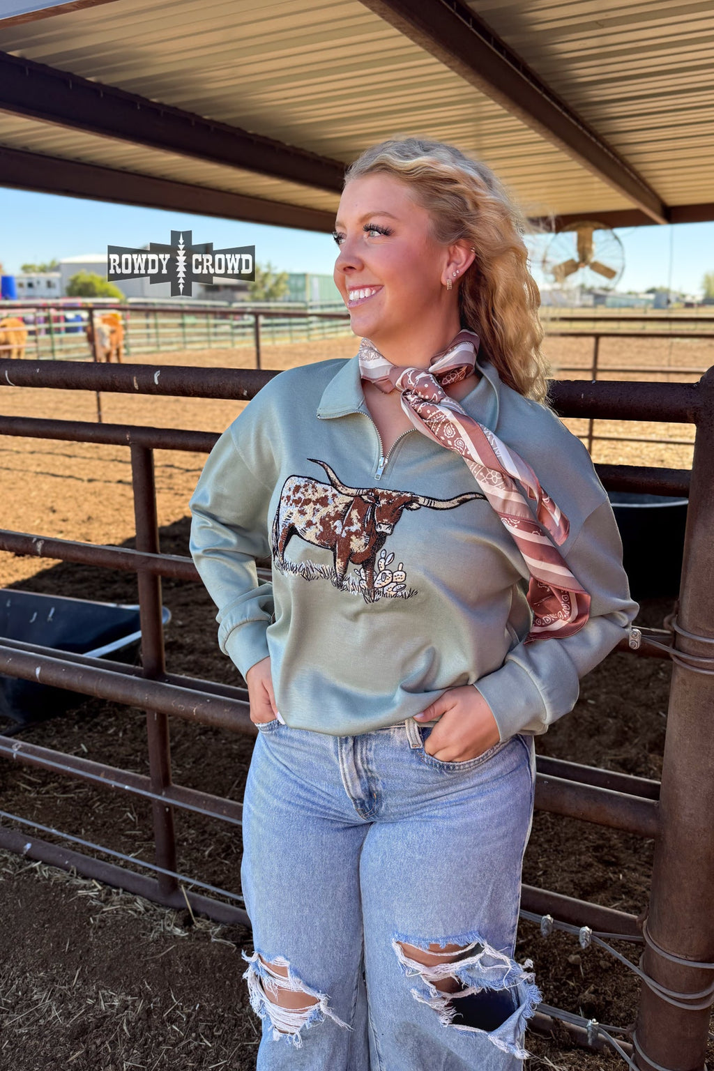DS BLUE Lomita Longhorn Pullover by Rowdy Crowd Clothing - product image 4