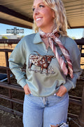 DS BLUE Lomita Longhorn Pullover by Rowdy Crowd Clothing