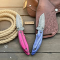 Persian Damascus Folding Knife Set with Pakka Wood Handles