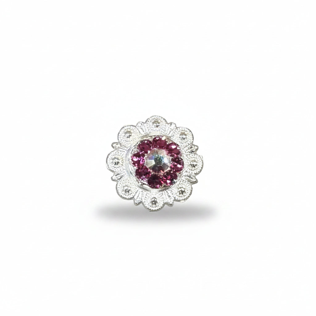 Bright Silver Fuchsia - AB Crystal Conchos | Sizes 1"- 3" | Buckles | Saddle Set | Leather Rosettes | Slide — view 3