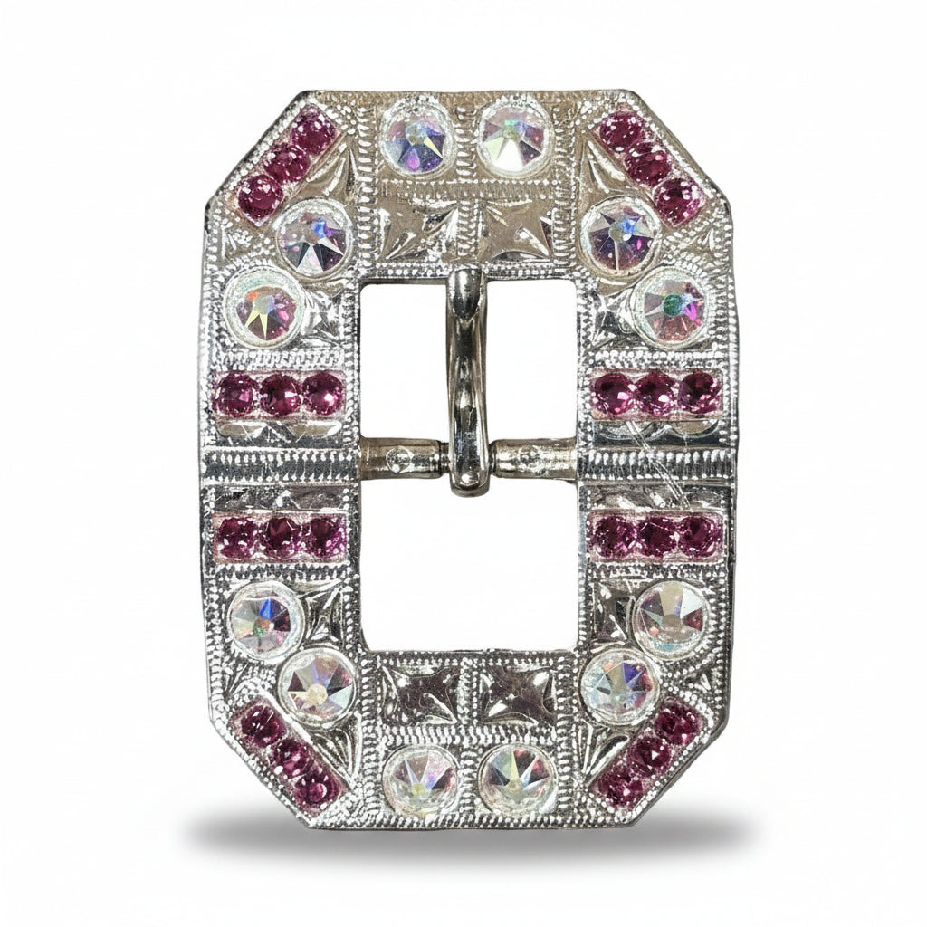 Bright Silver Fuchsia - AB Crystal Conchos | Sizes 1"- 3" | Buckles | Saddle Set | Leather Rosettes | Slide — view 7