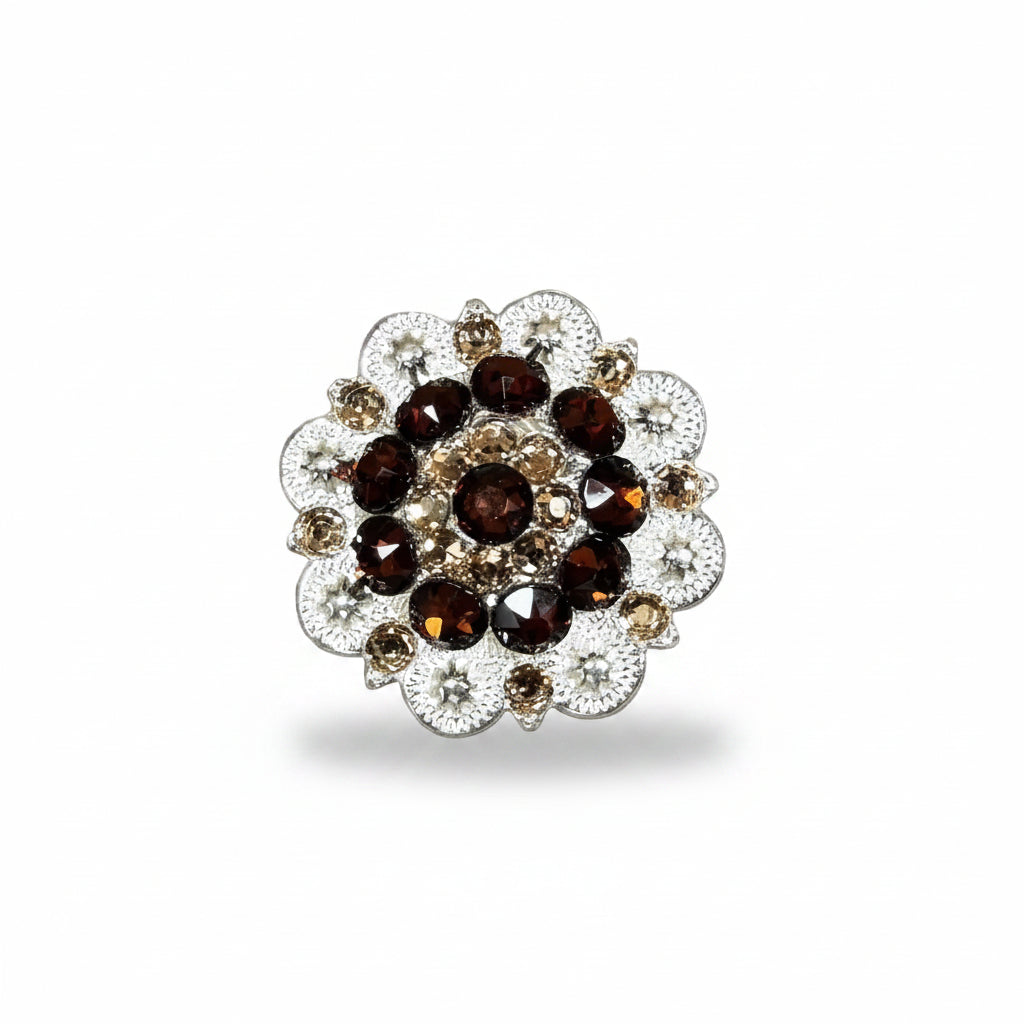 Bright Silver Topaz - Champagne Crystal Conchos | Sizes 1"- 3" | Buckles | Saddle Set | Leather Rosettes | Slide — view 2