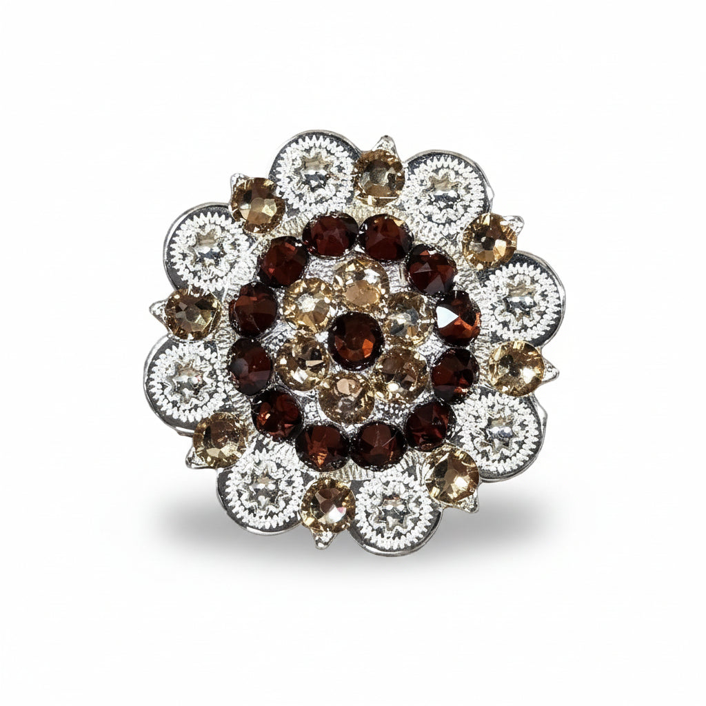 Bright Silver Topaz - Champagne Crystal Conchos | Sizes 1"- 3" | Buckles | Saddle Set | Leather Rosettes | Slide — view 4