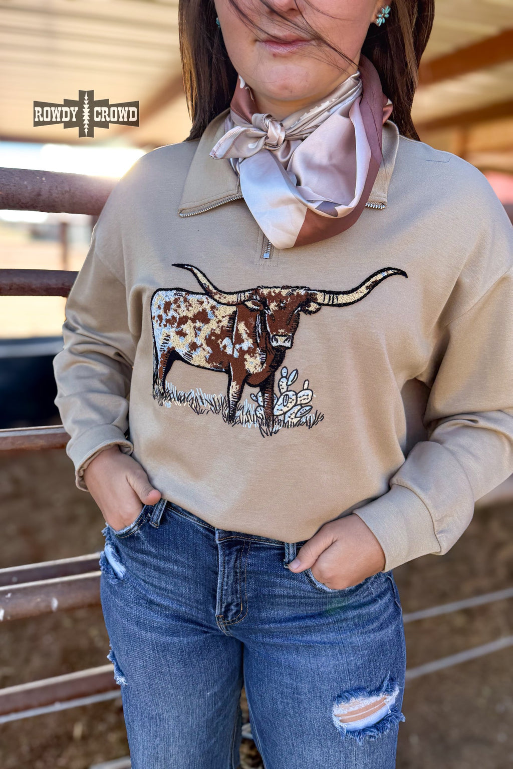 DS TAN Lomita Longhorn Pullover by Rowdy Crowd Clothing - product image 4