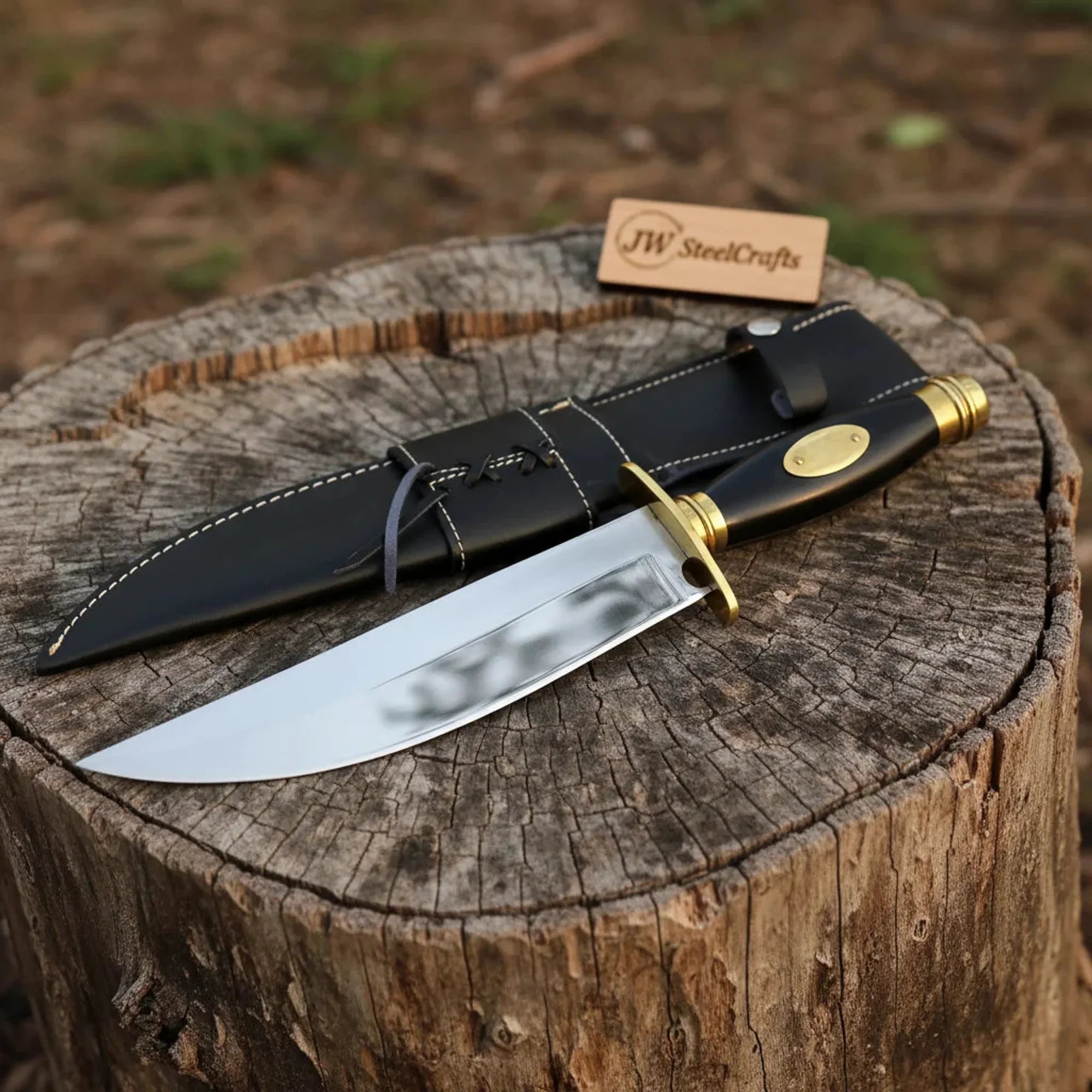 Classic American Clip Point Bowie Knife Fixed Blade 9 Inch Hunting Knife with Guard