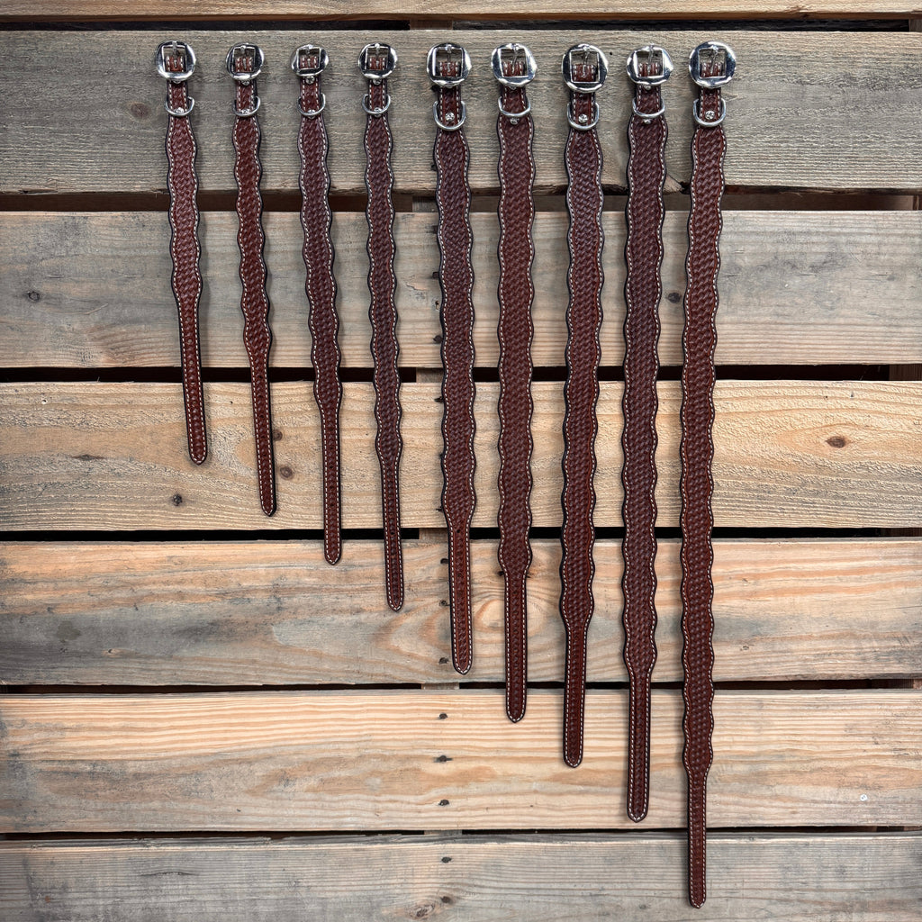 Medium Oil Genuine Leather Dog Collars Sizes 10"-28" — view 2