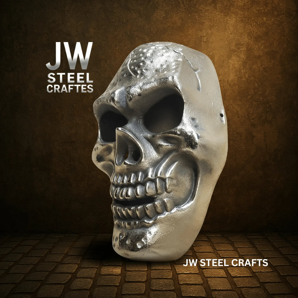 Handcrafted Metal Skull Mask: Choose Copper, Chrome or Antique Finish