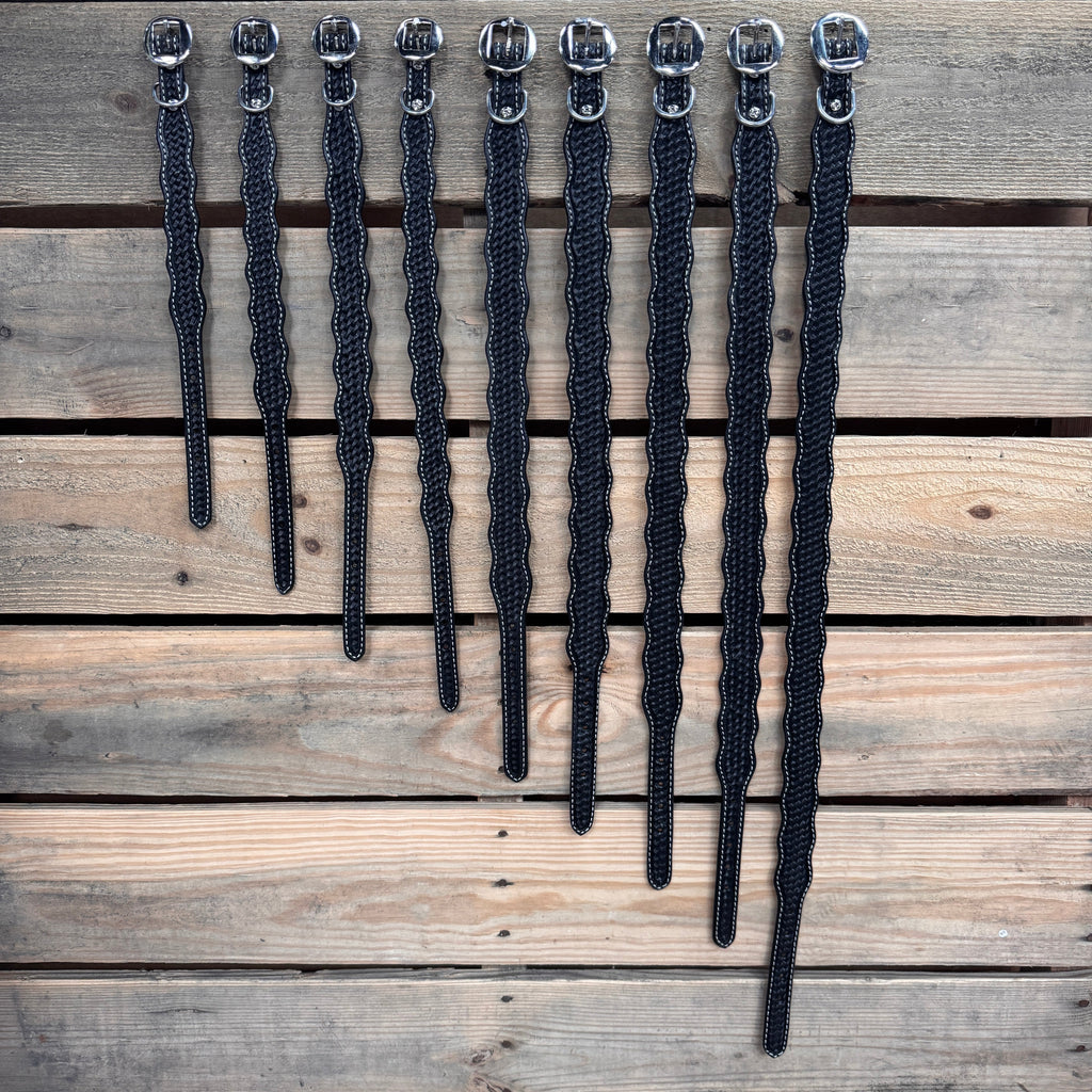 Black Genuine Leather Dog Collars Sizes 10"-28" — view 2