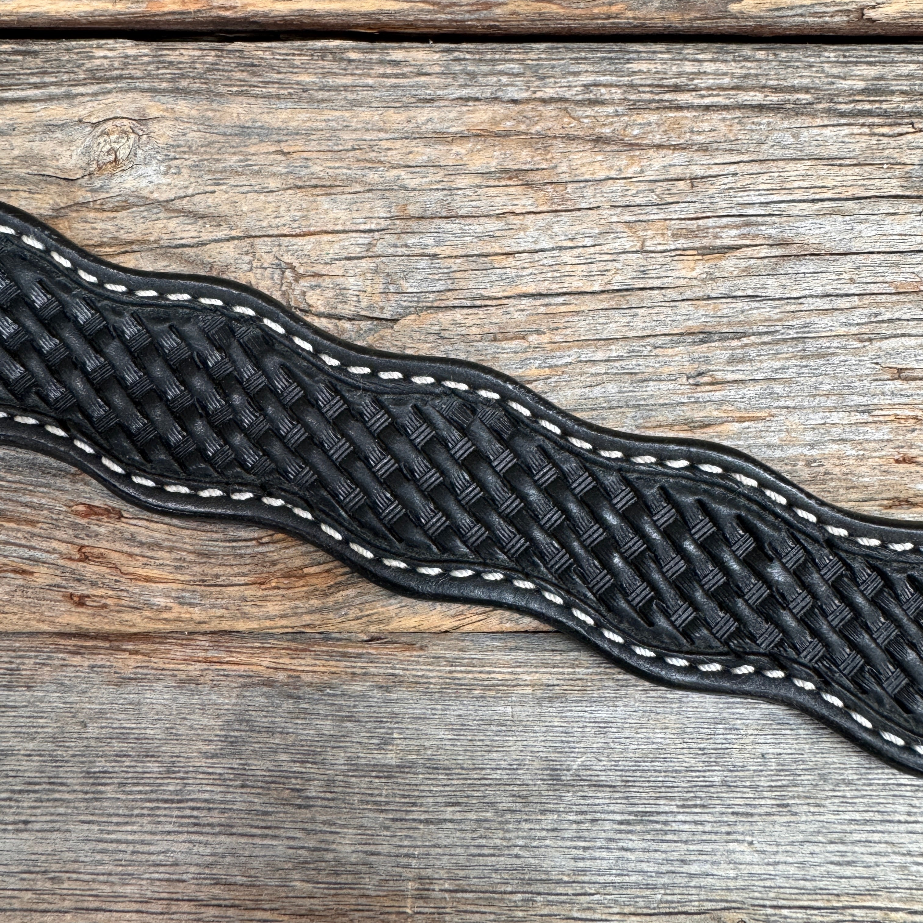 Black Genuine Leather Dog Collars Sizes 10"-28" — view 3