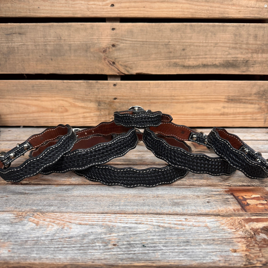 Black Genuine Leather Dog Collars Sizes 10"-28"