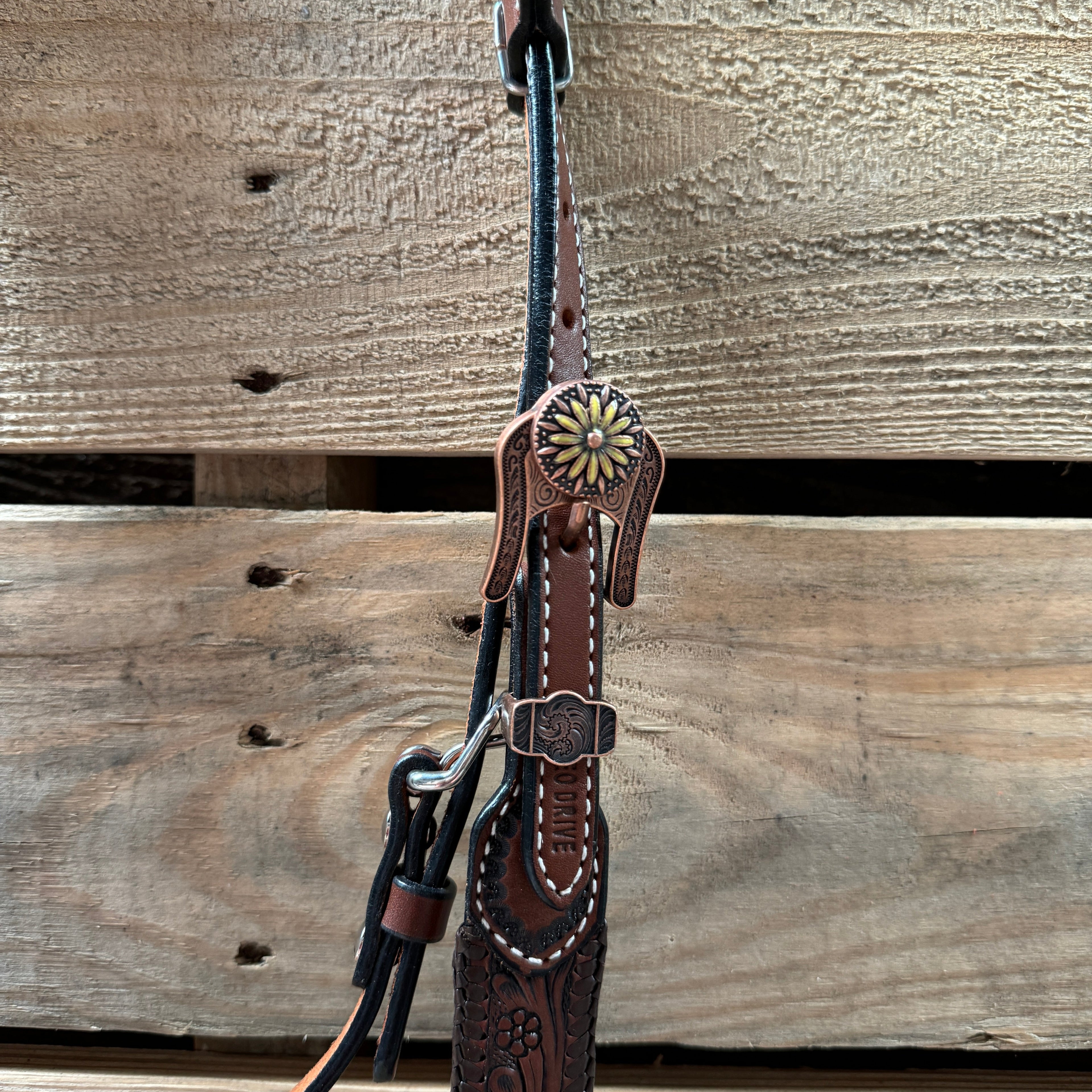 Medium Oil Braided Sunflower Browband / One Ear - Breastcollar Tack Set #BBBC649 — view 5