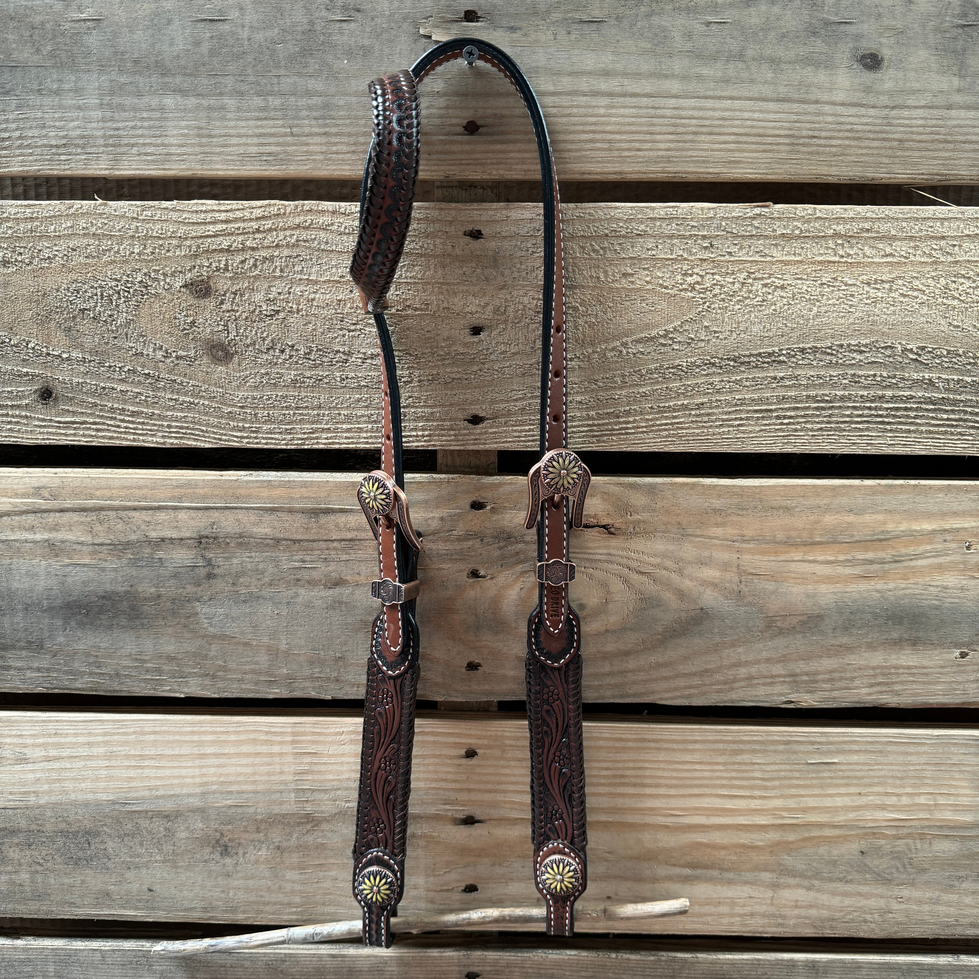 Medium Oil Braided Sunflower Browband / One Ear - Breastcollar Tack Set #BBBC649 — view 7
