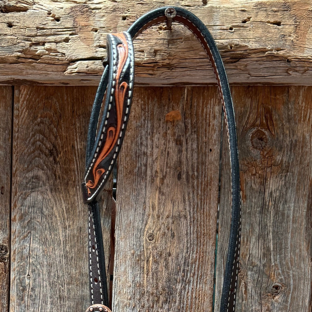Triple Tone Floral Champagne and Clear Browband / One Ear - Triangle / Gladiator Breastcollar Tack Set #BBBC648 — view 8