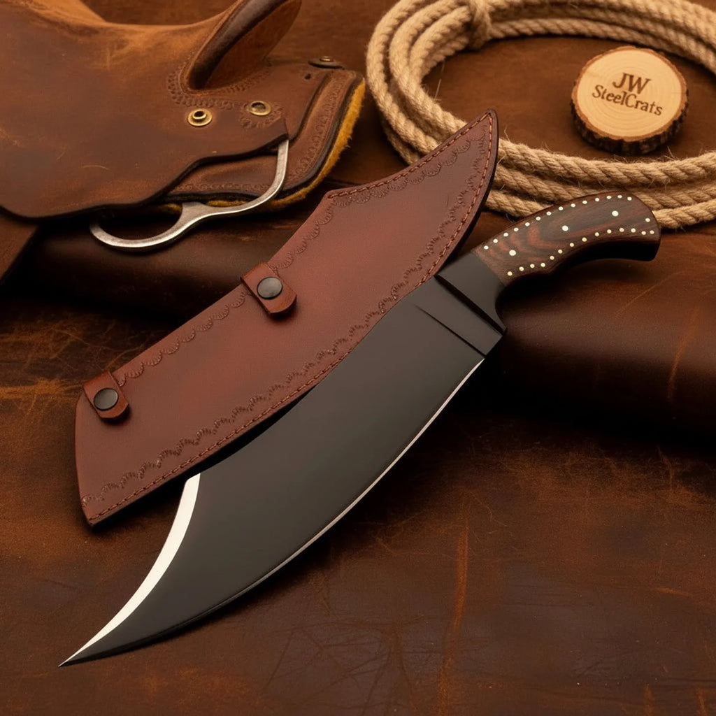 Hand-Forged High Carbon Steel Bowie Knife – 13-Inch Trailing Point