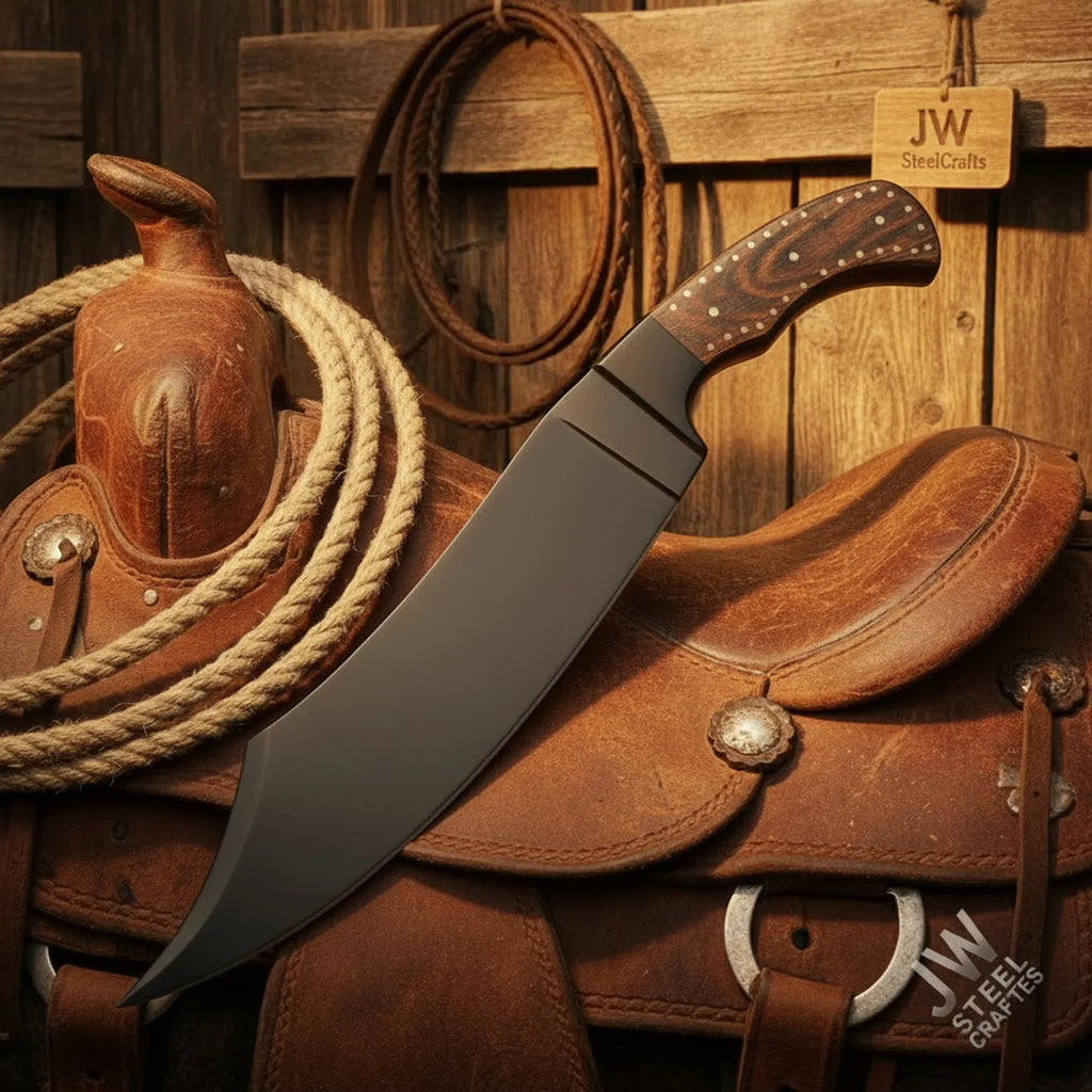 Hand-Forged High Carbon Steel Bowie Knife – 13-Inch Trailing Point