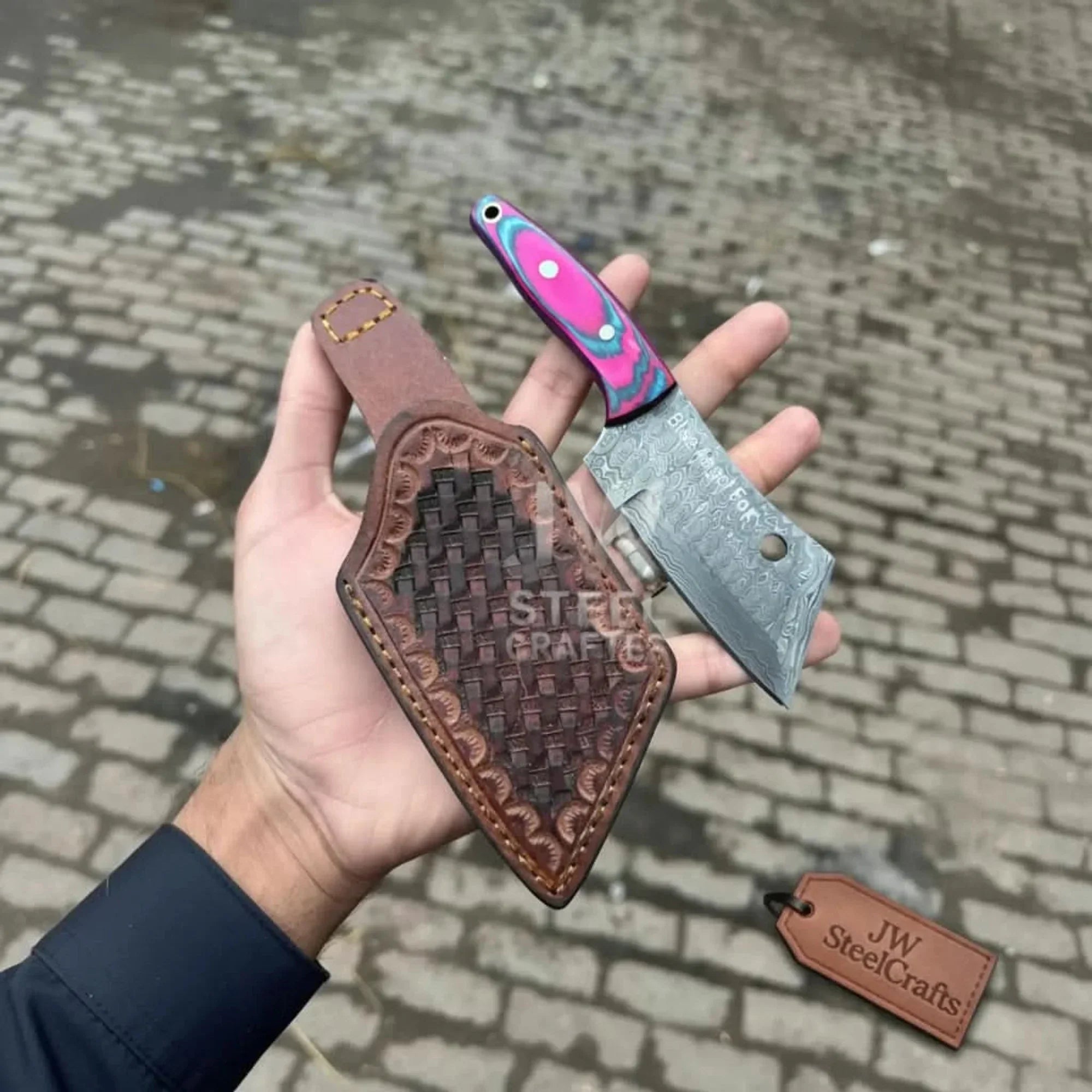 Ko-Bunka Knife Damascus Steel, Reverse Tanto