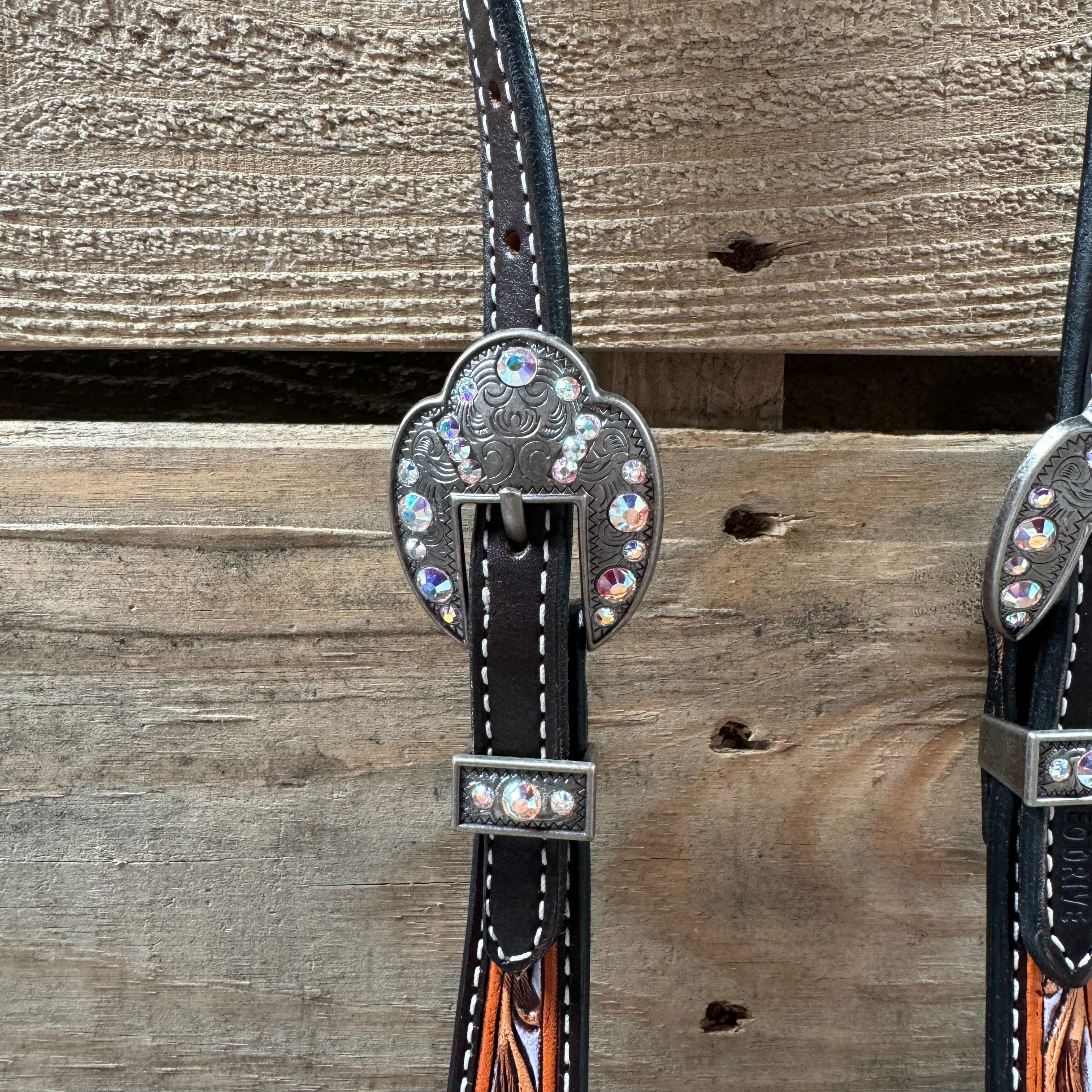 Hand Painted Floral AB Browband / One Ear - Breastcollar Tack Set #BBBC645 — view 5