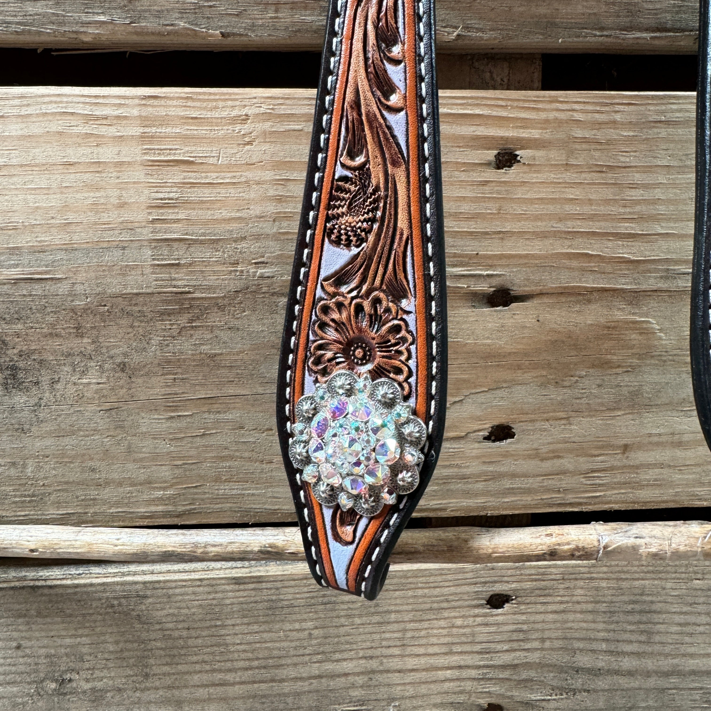 Hand Painted Floral AB Browband / One Ear - Breastcollar Tack Set #BBBC645 — view 6