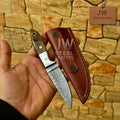 EDC Skinner Knife Damascus Steel, 6.5” Fixed Blade