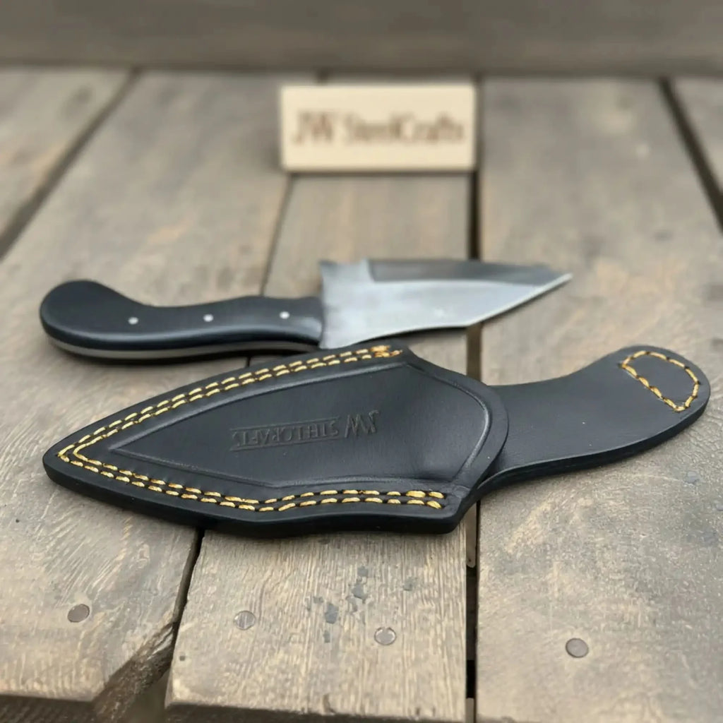 Handmade Tanto Hunting Knife with Black Micarta Handle