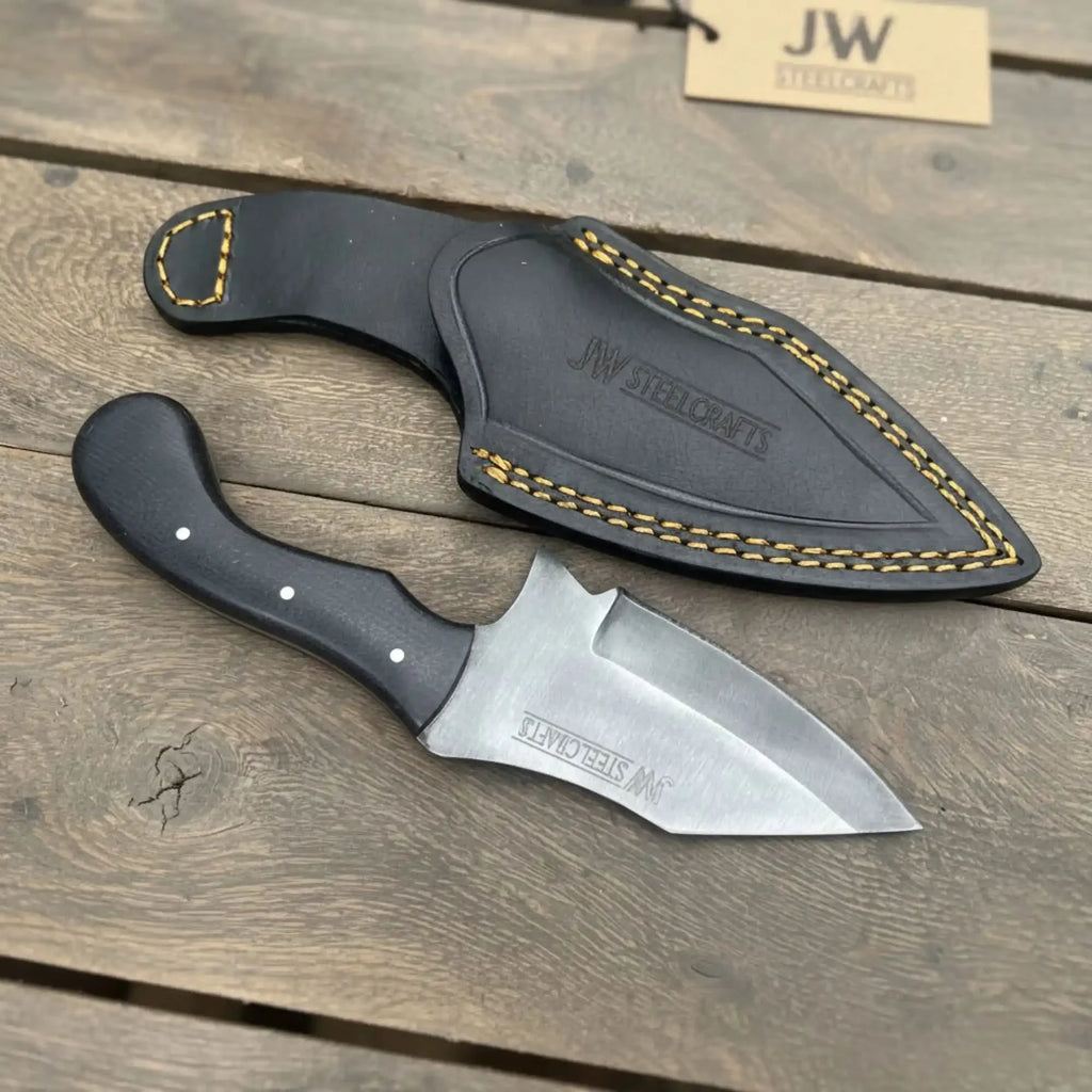 Handmade Tanto Hunting Knife with Black Micarta Handle