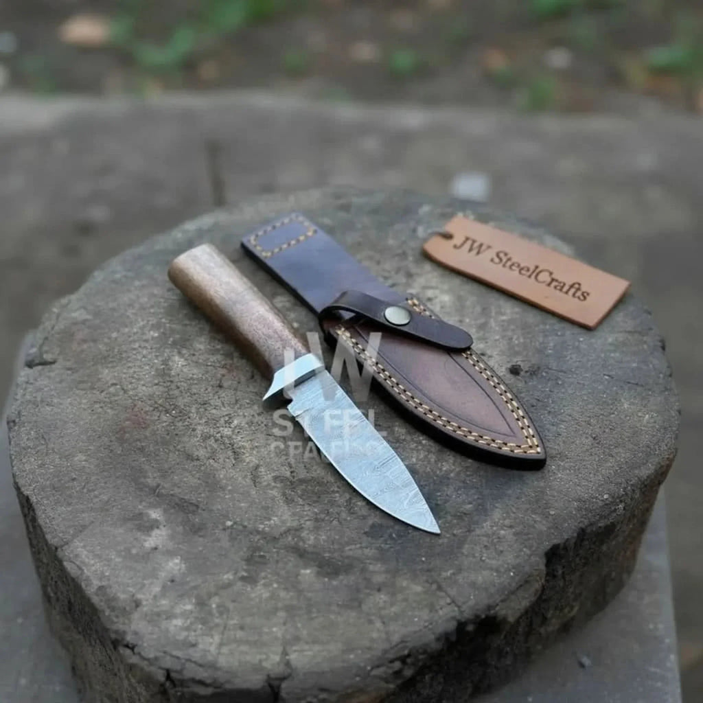 Handmade 7 Inch Damascus Outdoor Utility Knife Multiple Handle Options