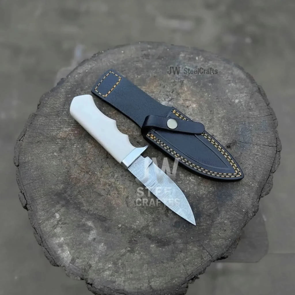 Handmade 7 Inch Damascus Outdoor Utility Knife Multiple Handle Options
