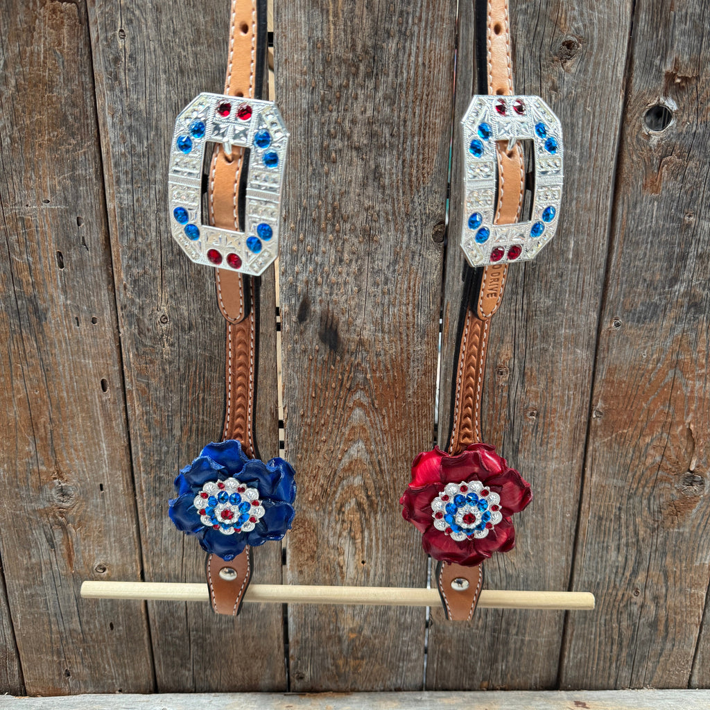 Light Oil Basketweave Patriotic Browband / One Ear Tack Set #BBBC470 — view 5