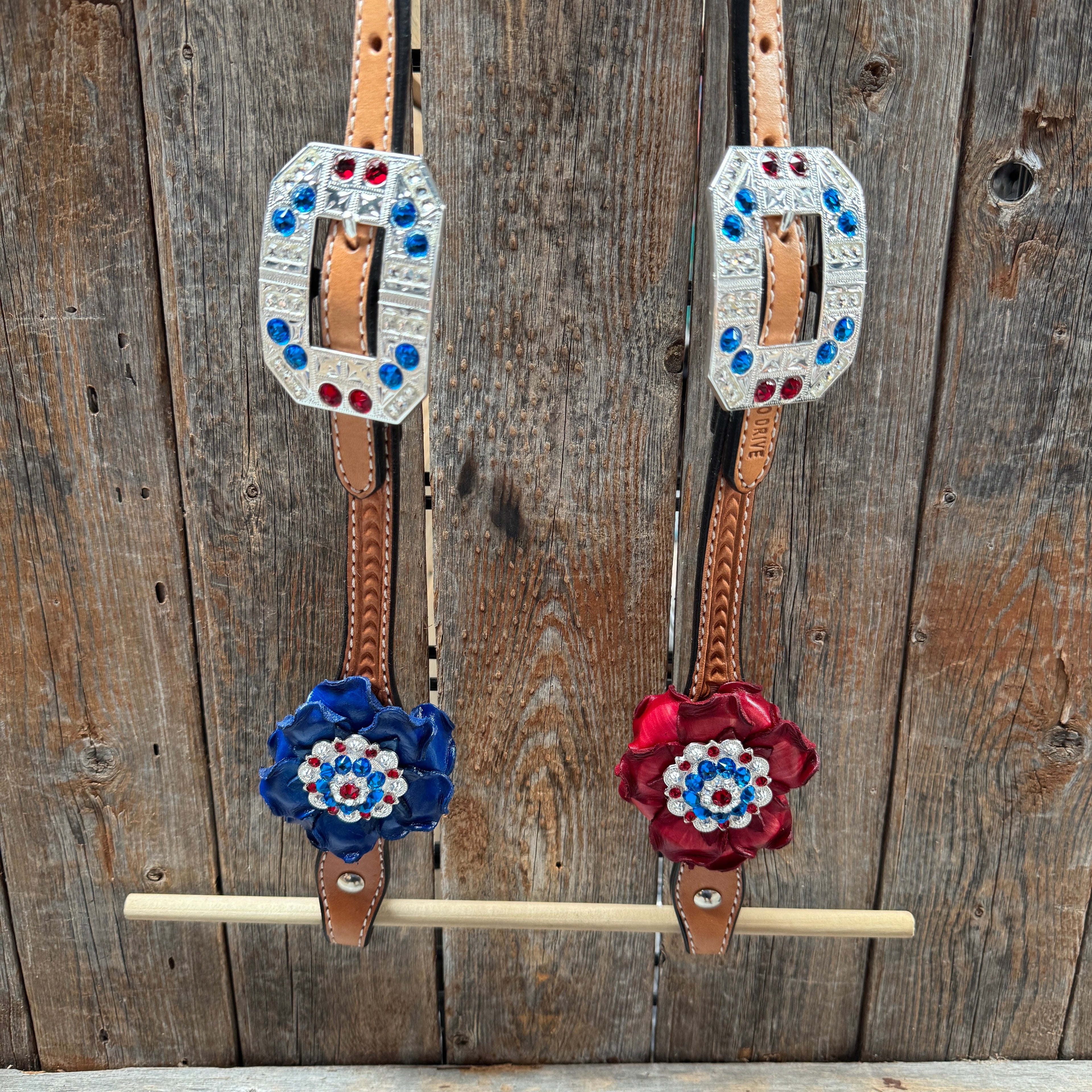 Light Oil Basketweave Patriotic Browband / One Ear Tack Set #BBBC470 — view 5