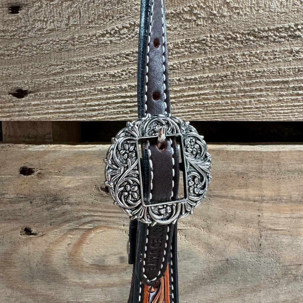 Hand Painted Floral Filigree Browband / One Ear - Breastcollar Tack Set #BBBC646 — view 5