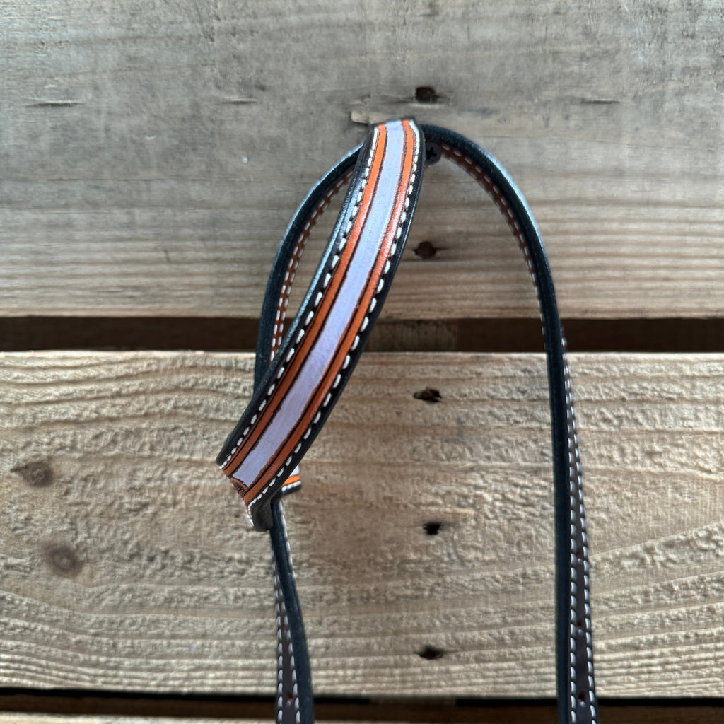 Hand Painted Floral Filigree Browband / One Ear - Breastcollar Tack Set #BBBC646 — view 8