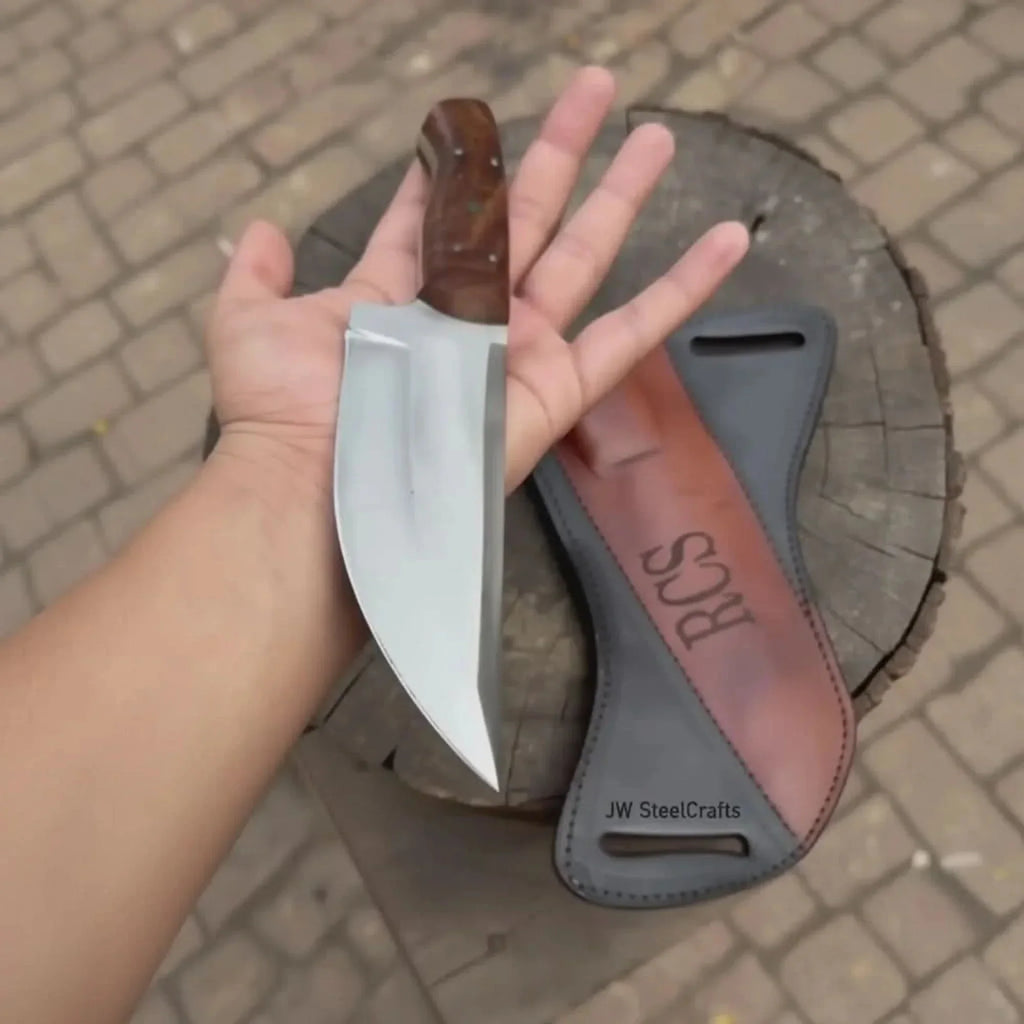 Custom Engraved Stainless Steel Outdoor Knife with Walnut Handle | JW SteelCrafts