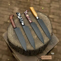 Black Blade Chef Knife Full Tang with Custom Handle & Leather Sheath