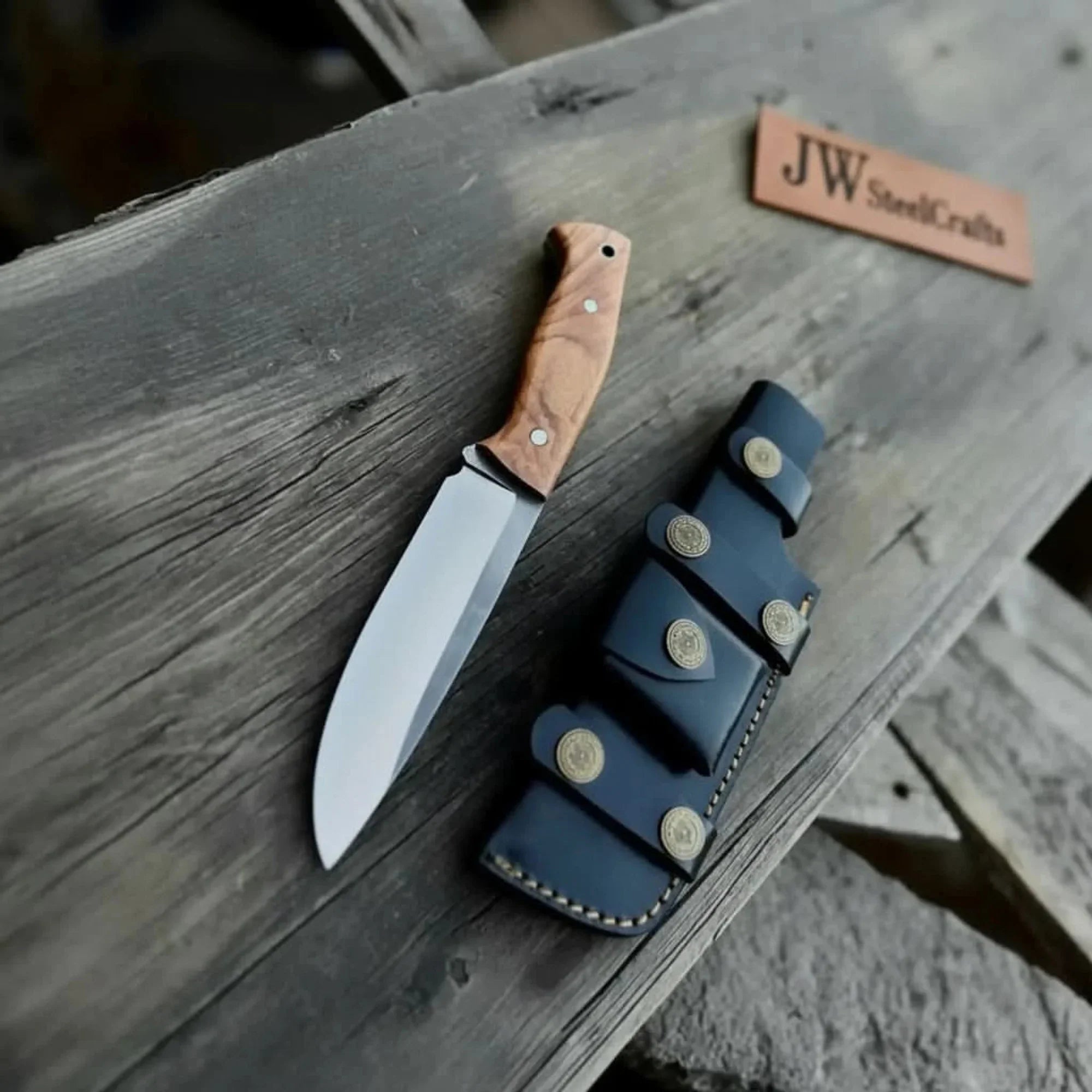 Handcrafted Hunting Knife Walnut Wood or Black Micarta Handle Full Tang