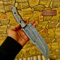 Damascus Hunting Knife with Grey Pinecone Handle Full Tang