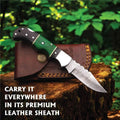 Hand-Forged Cedar Trail Damascus Folding Knife with Pakka Wood Handle