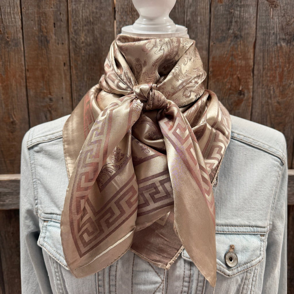35X35" Tan Jacquard Wild Rag / Scarf WR4006
