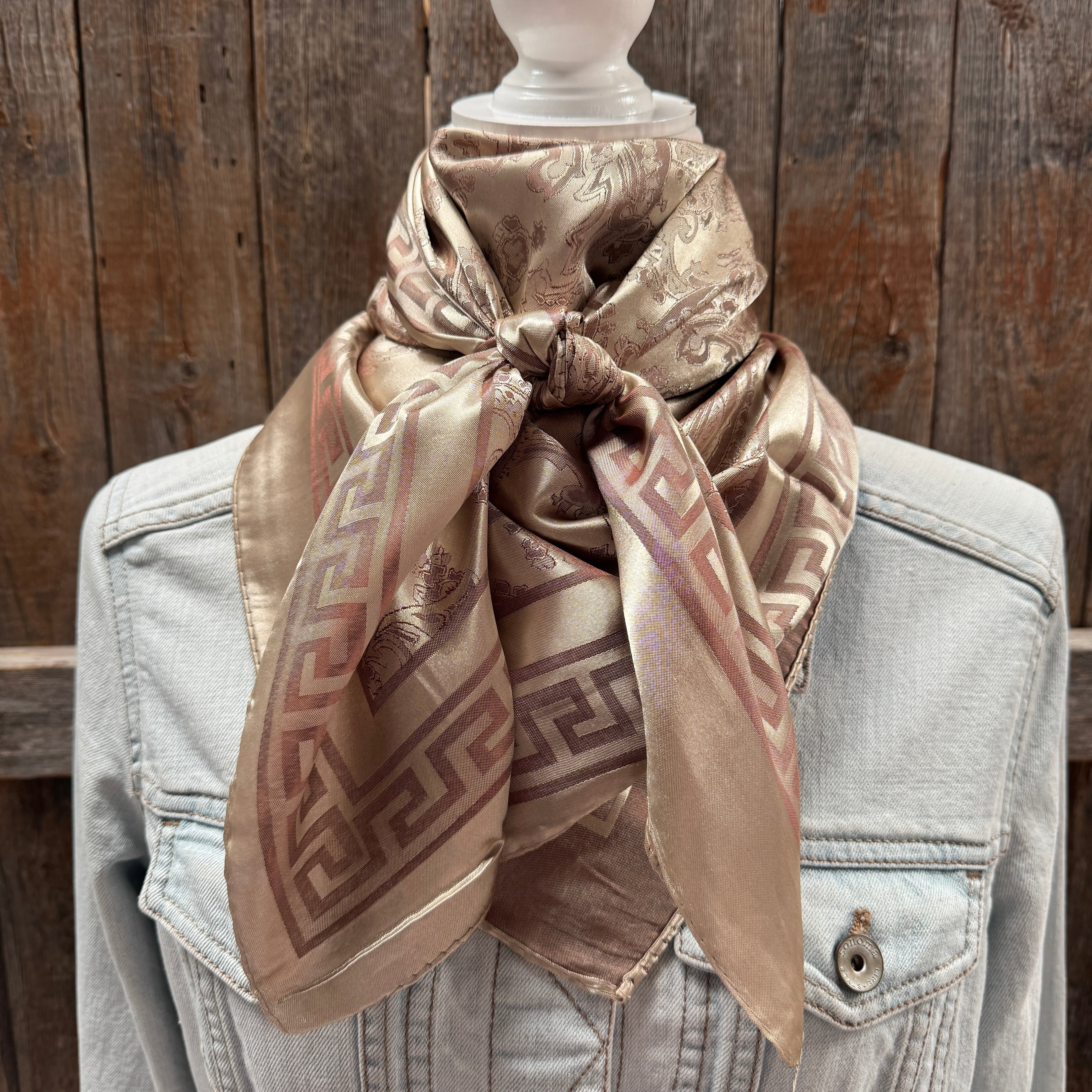 35X35" Tan Jacquard Wild Rag / Scarf WR4006