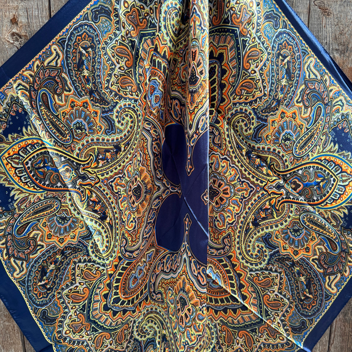 Blue and Orange Paisley Wild Rag - Western Scarf