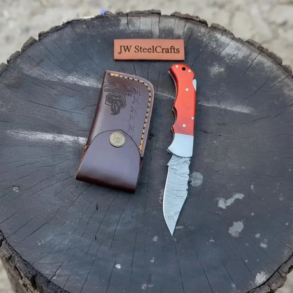 Handmade Damascus Steel Folding Knife 4 Premium Handle Variations