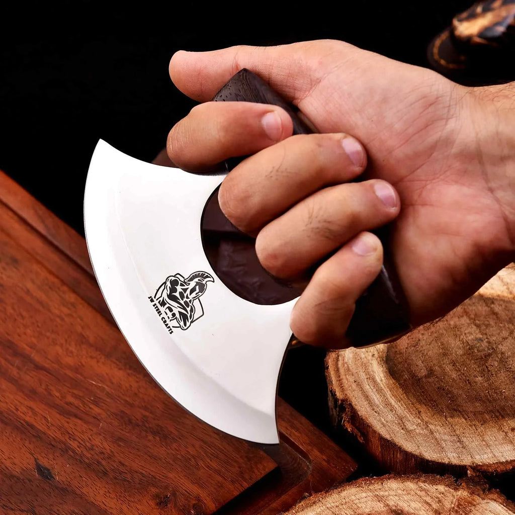 Handmade Ulu Chopper Knife — High Polished Stainless Steel Blade