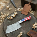 Ko Bunka Damascus Knife Reverse Tanto USA Flag Handle