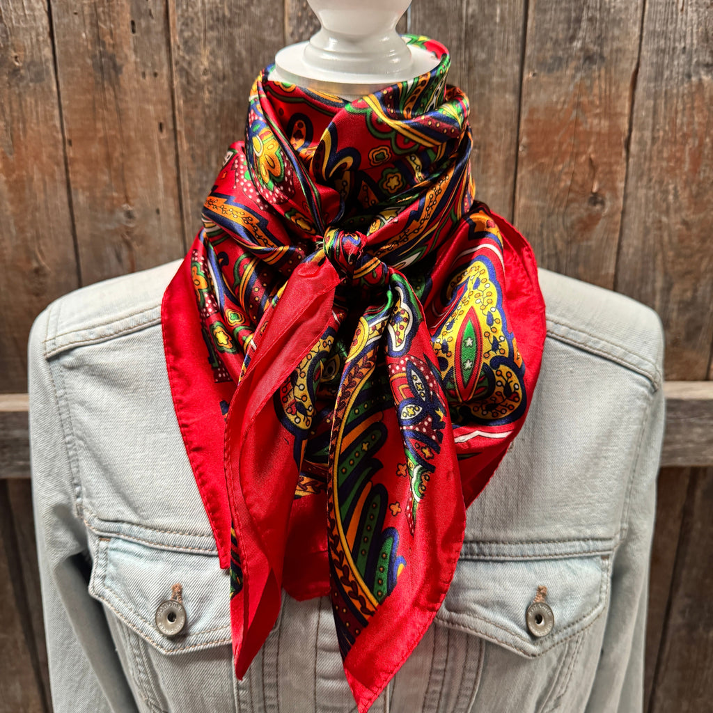 Red Hippie Paisley Wild Rag - Western Scarf