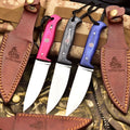 Handmade Fixed Blade Stainless Steel Skinning Hunting Knife 8" Mirror Polished Carbon Steel Drop Point