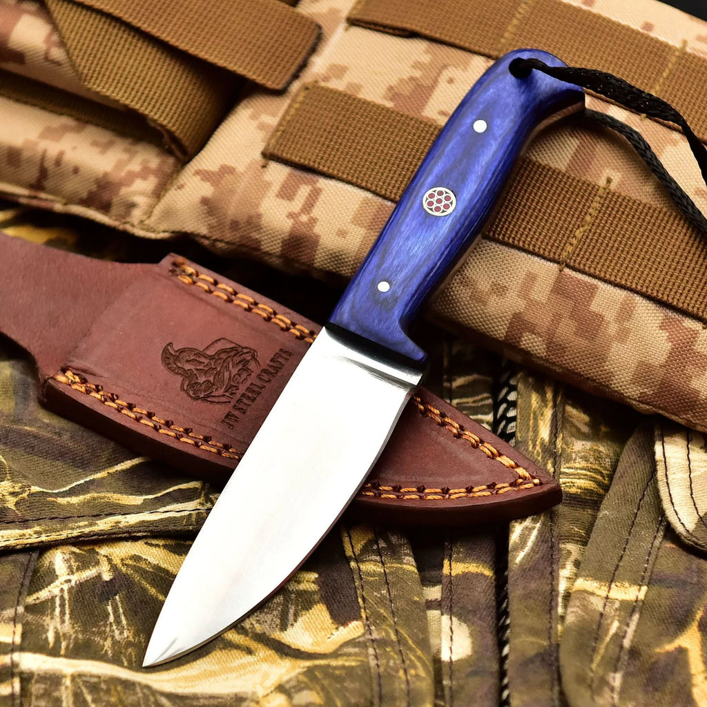 Handmade Fixed Blade Stainless Steel Skinning Hunting Knife 8" Mirror Polished Carbon Steel Drop Point