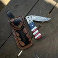 American Flag Damascus Folding Knife with Resin Handle