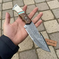 Damascus Gut Hook Hunting Knife Bone, Turquoise Resin & Rosewood Handle