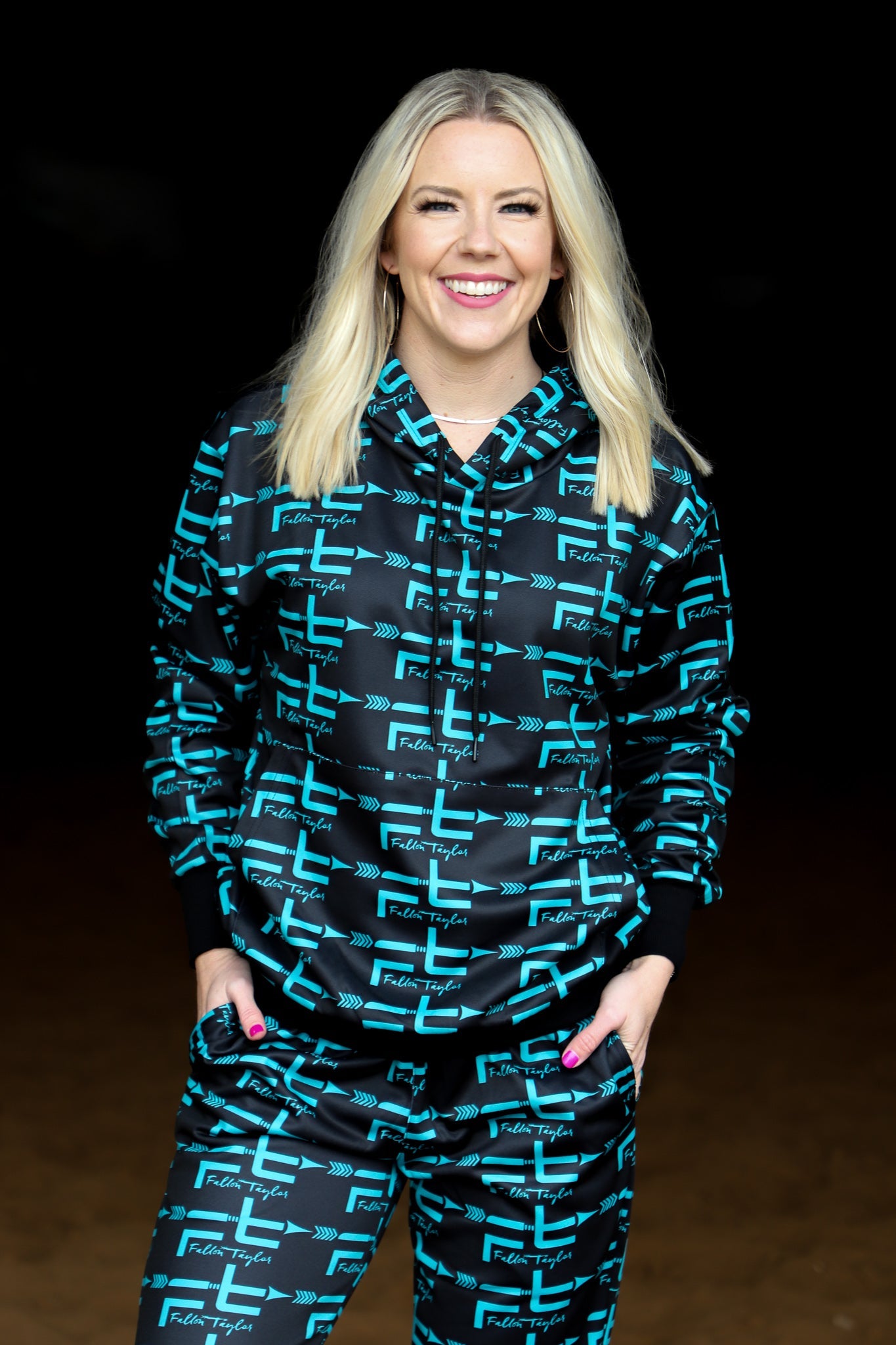 Black & Teal Fallon Taylor Logo Hoodie (adult)