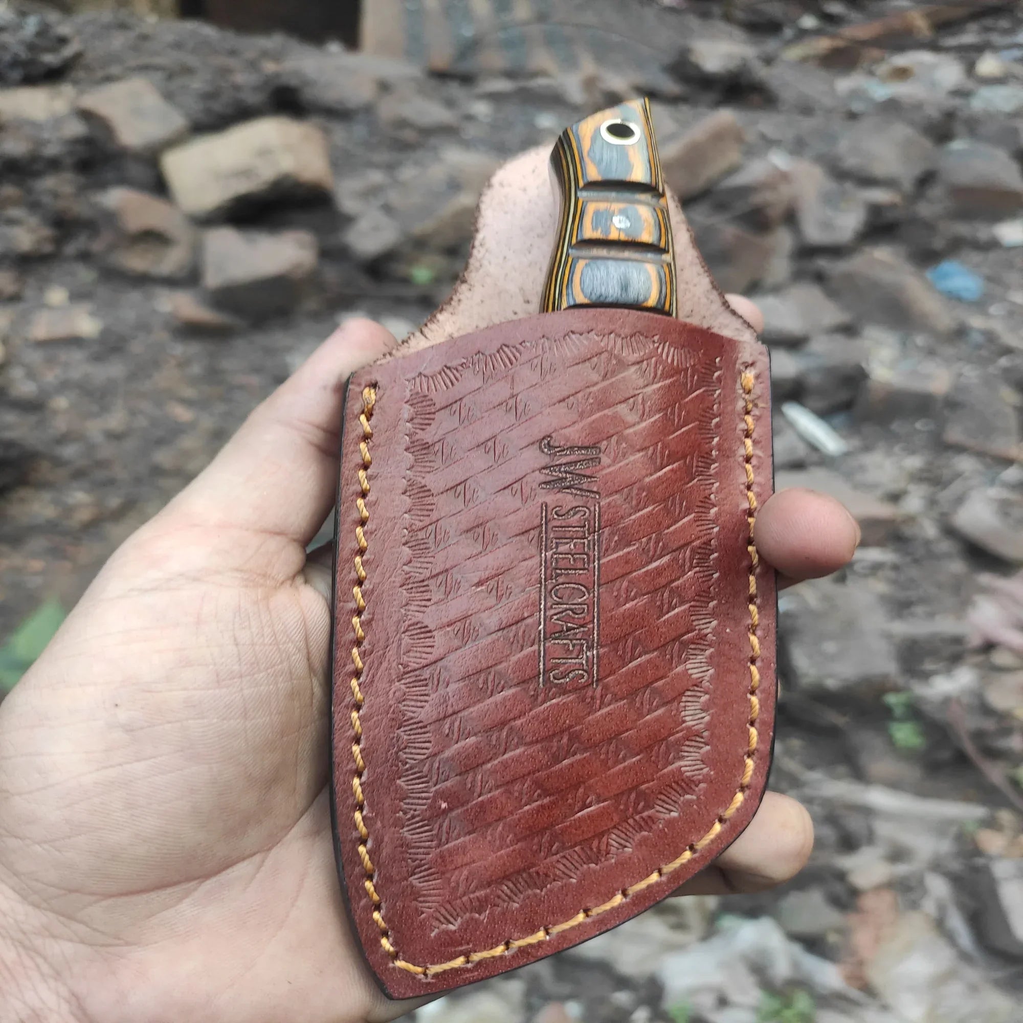 Handmade Damascus Mini EDC Knife — Everyday Carry Survival Tool