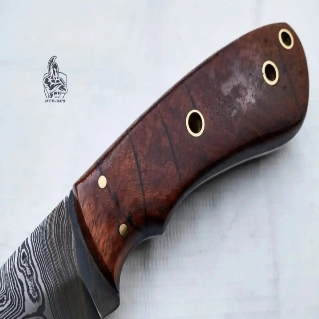 Damascus Skinner Knife 6” Fixed Blade rose wood Handle